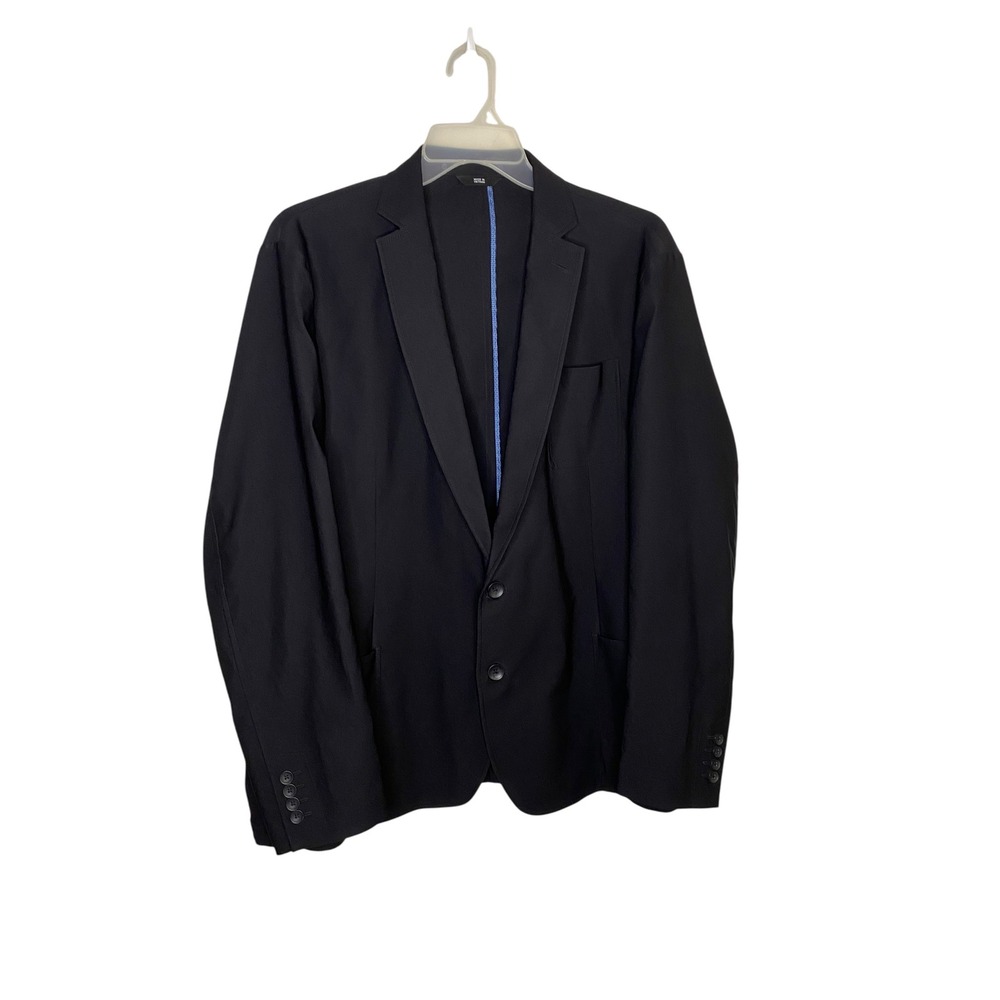 Haggar Smart Wash Highland Blazer Mens XL 48/50 Black 2 Button Stretch Jacket